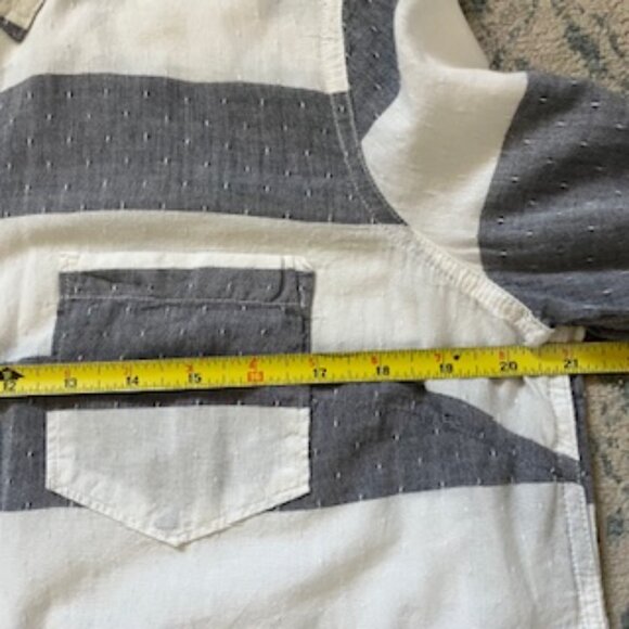 🧡3/15 Merona Gray White Stripe Long Sleeve Cotton Shirt Women's XXL/TTG - Picture 7 of 11